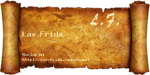 Lax Frida névjegykártya